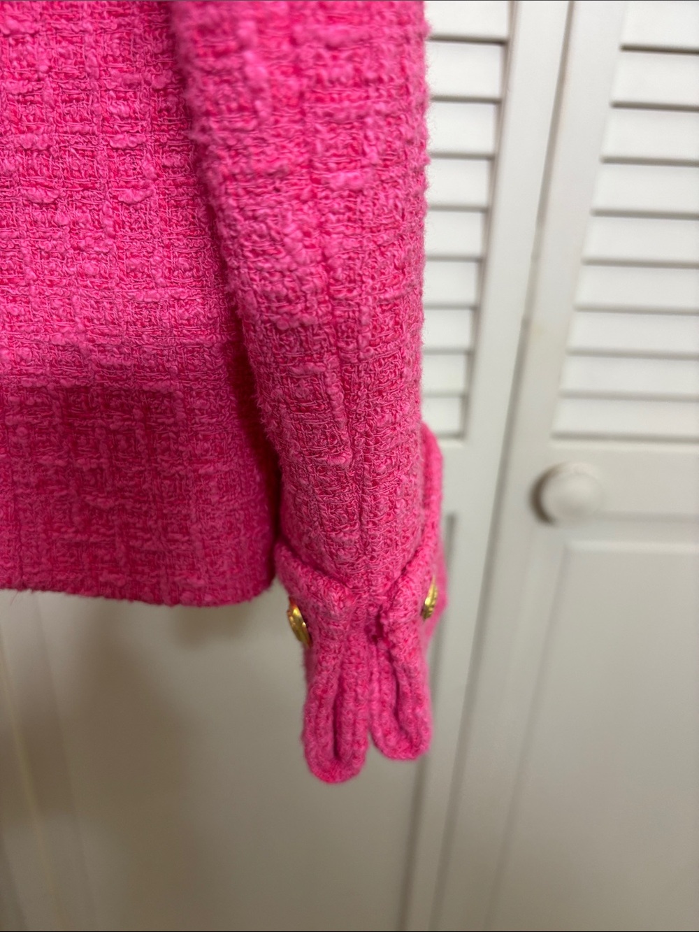 NWT Zara Bright Pink Tweed Blazer with Gold Buttons Small - Picture 10 of 12